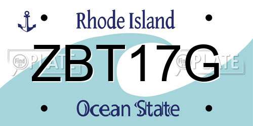 ZBT17G Rhode Island License Plate