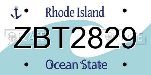ZBT2829 Rhode Island License Plate