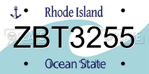 ZBT3255 Rhode Island License Plate