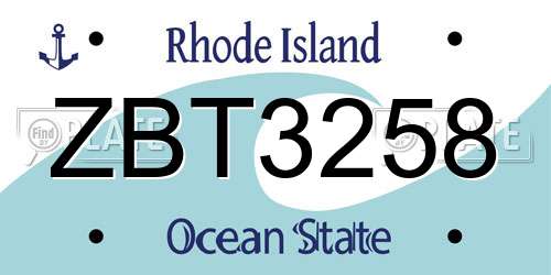 ZBT3258 Rhode Island License Plate