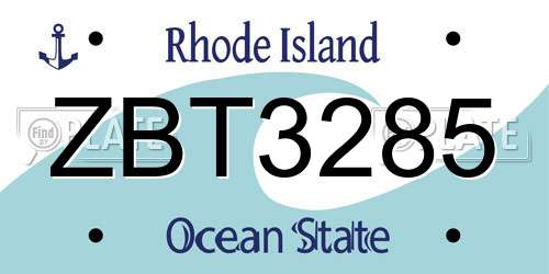 ZBT3285 Rhode Island License Plate