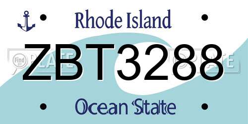 ZBT3288 Rhode Island License Plate