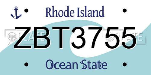 ZBT3755 Rhode Island License Plate