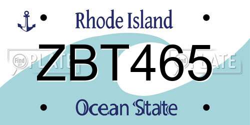 ZBT465 Rhode Island License Plate
