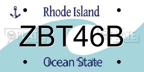 ZBT46B Rhode Island License Plate