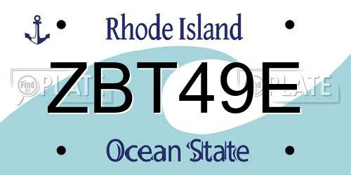 ZBT49E Rhode Island License Plate