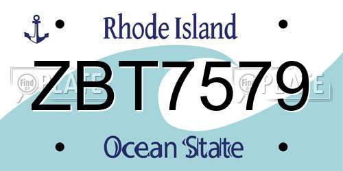 ZBT7579 Rhode Island License Plate