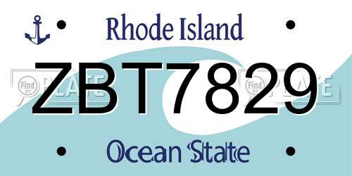 ZBT7829 Rhode Island License Plate