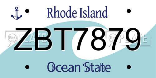 ZBT7879 Rhode Island License Plate