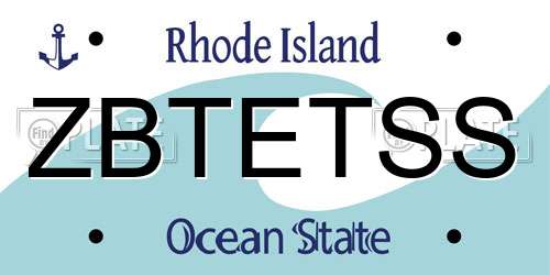 ZBTETSS Rhode Island License Plate