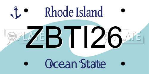 ZBTI26 Rhode Island License Plate