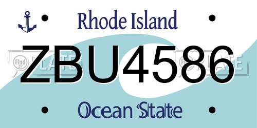 ZBU4586 Rhode Island License Plate