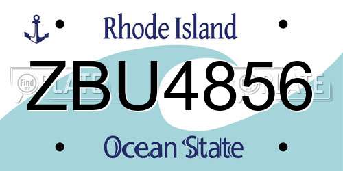 ZBU4856 Rhode Island License Plate