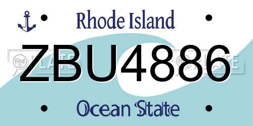 ZBU4886 Rhode Island License Plate