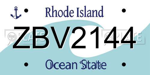ZBV2144 Rhode Island License Plate