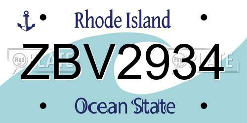 ZBV2934 Rhode Island License Plate