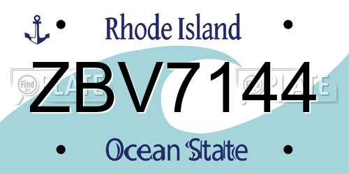 ZBV7144 Rhode Island License Plate
