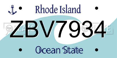 ZBV7934 Rhode Island License Plate