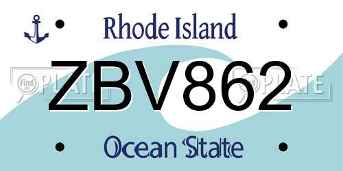 ZBV862 Rhode Island License Plate