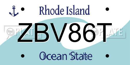 ZBV86T Rhode Island License Plate