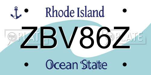 ZBV86Z Rhode Island License Plate