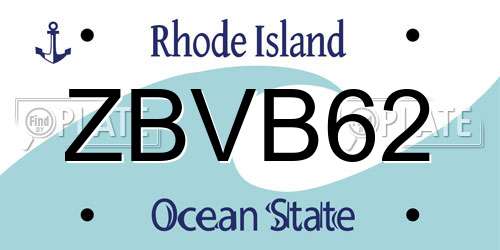 ZBVB62 Rhode Island License Plate