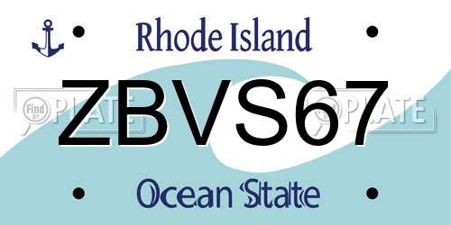 ZBVS67 Rhode Island License Plate