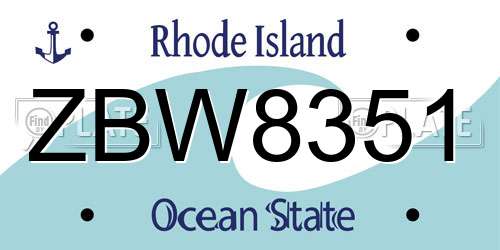 ZBW8351 Rhode Island License Plate