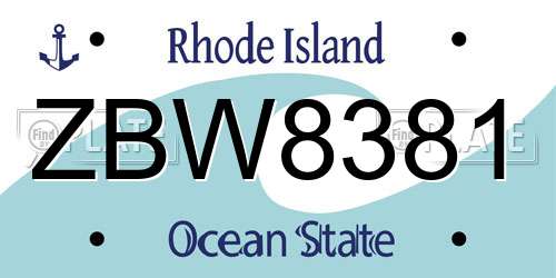 ZBW8381 Rhode Island License Plate