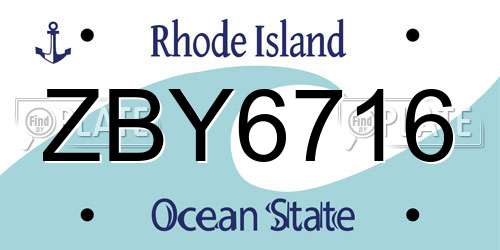 ZBY6716 Rhode Island License Plate