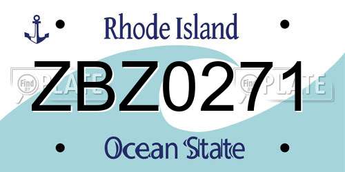 ZBZ0271 Rhode Island License Plate