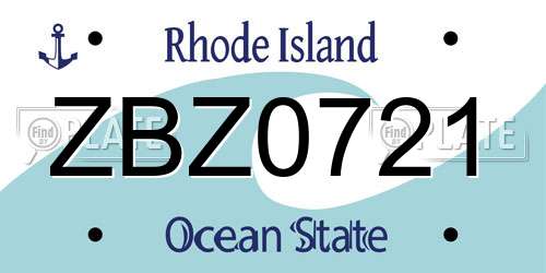 ZBZ0721 Rhode Island License Plate
