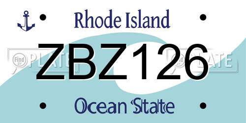 ZBZ126 Rhode Island License Plate