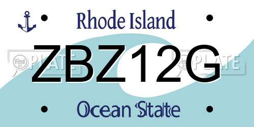 ZBZ12G Rhode Island License Plate
