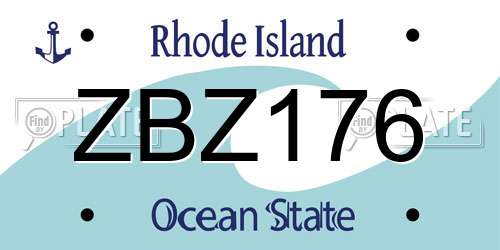 ZBZ176 Rhode Island License Plate