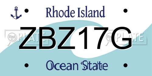 ZBZ17G Rhode Island License Plate