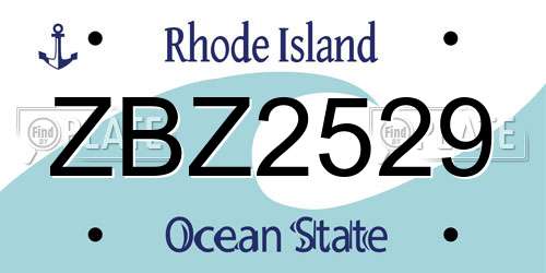 ZBZ2529 Rhode Island License Plate