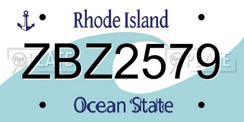 ZBZ2579 Rhode Island License Plate