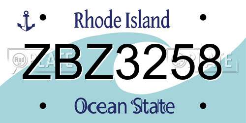 ZBZ3258 Rhode Island License Plate