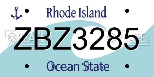 ZBZ3285 Rhode Island License Plate
