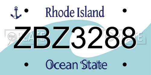 ZBZ3288 Rhode Island License Plate