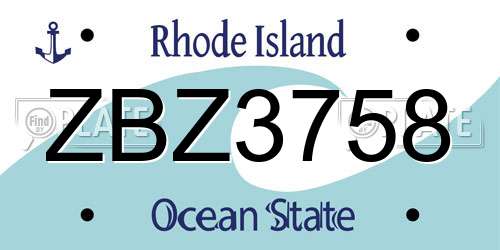 ZBZ3758 Rhode Island License Plate