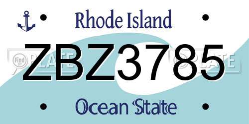 ZBZ3785 Rhode Island License Plate