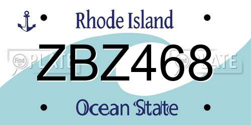 ZBZ468 Rhode Island License Plate