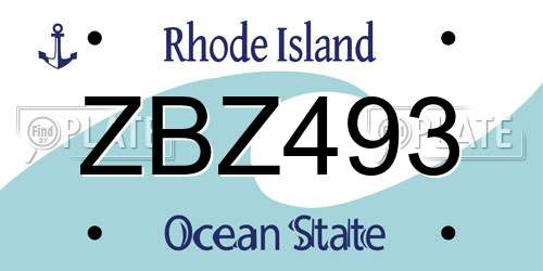 ZBZ493 Rhode Island License Plate