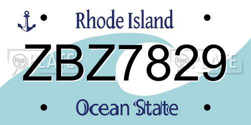ZBZ7829 Rhode Island License Plate