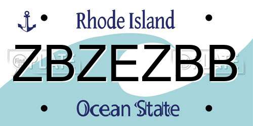 ZBZEZBB Rhode Island License Plate