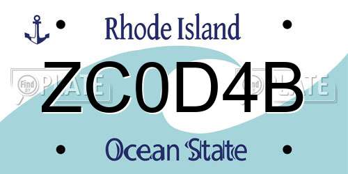 ZC0D4B Rhode Island License Plate