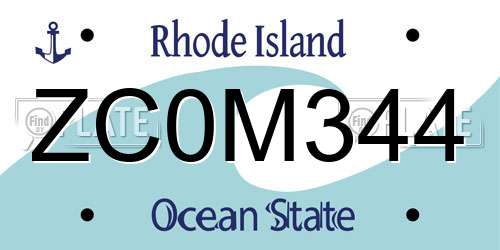 ZC0M344 Rhode Island License Plate