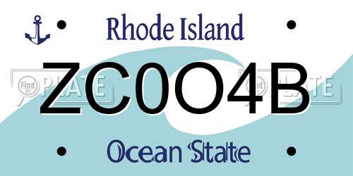 ZC0O4B Rhode Island License Plate